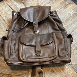 Cowhide leather backpack. Brown with multi pockets